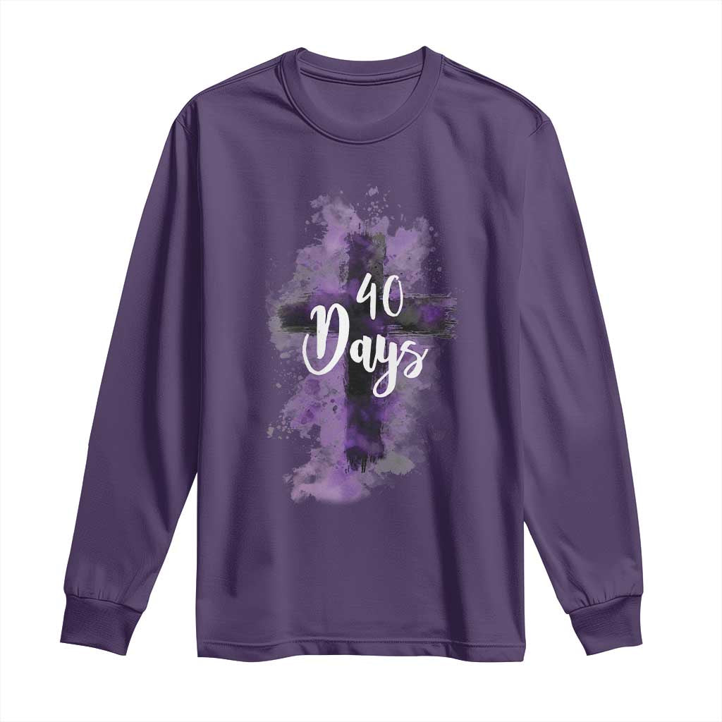 40 Days Christian Religious Long Sleeve Shirt Ash Wednesday Ashes Cross