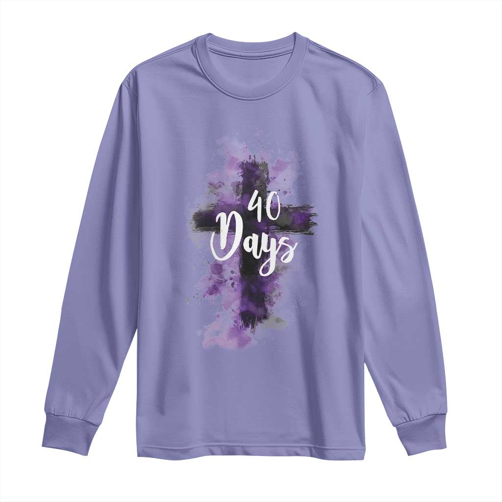 40 Days Christian Religious Long Sleeve Shirt Ash Wednesday Ashes Cross