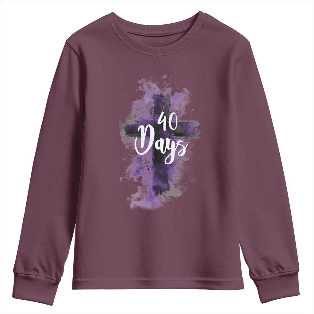 40 Days Christian Religious Youth Sweatshirt Ash Wednesday Ashes Cross