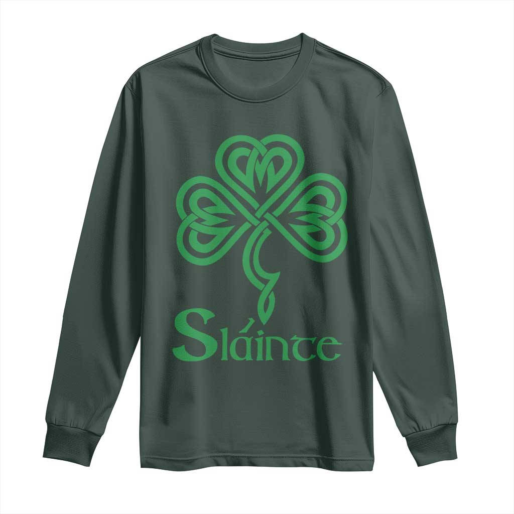 Funny Irish Beer Drinking St Patrick's Day Slainte Long Sleeve Shirt Celtic Shamrock
