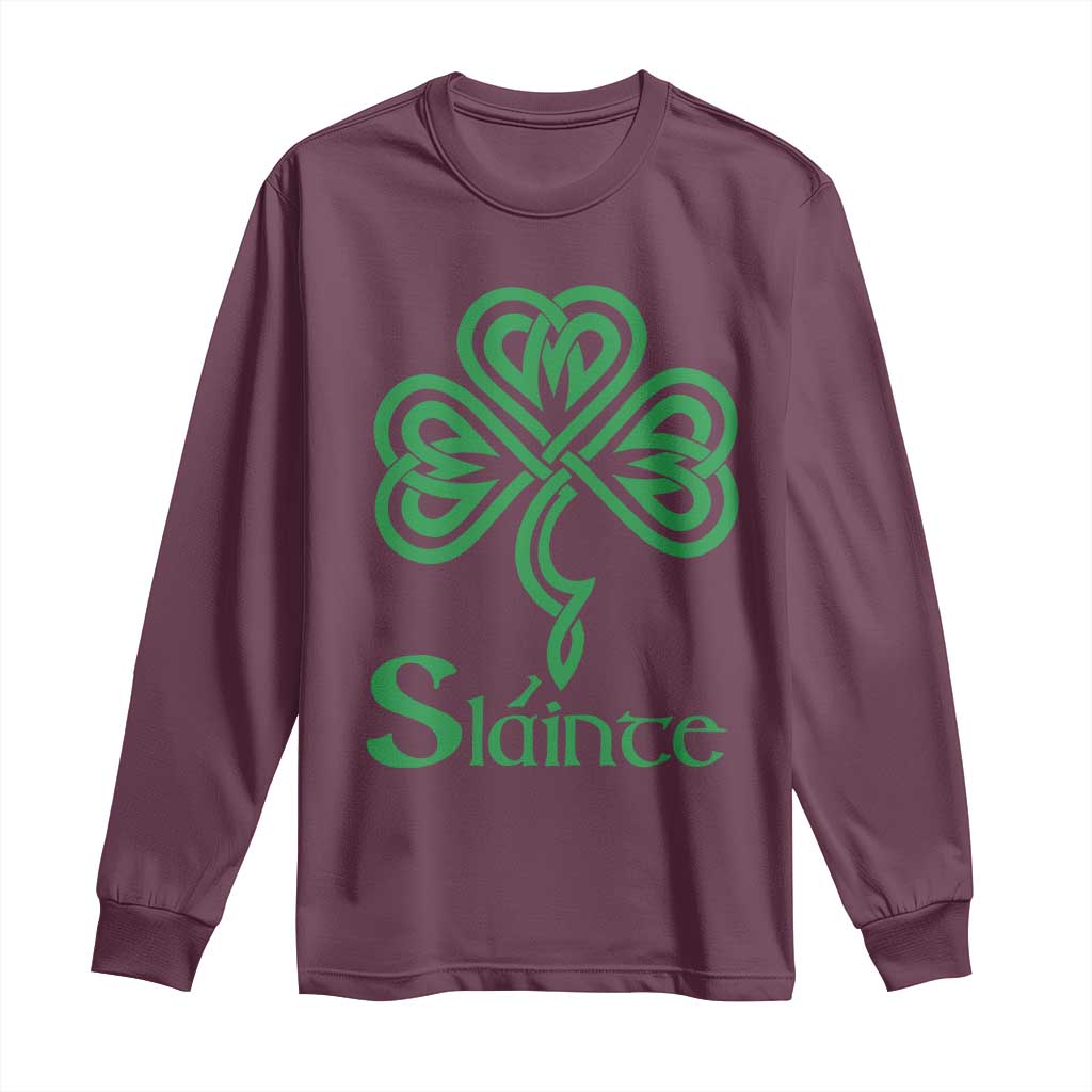 Funny Irish Beer Drinking St Patrick's Day Slainte Long Sleeve Shirt Celtic Shamrock
