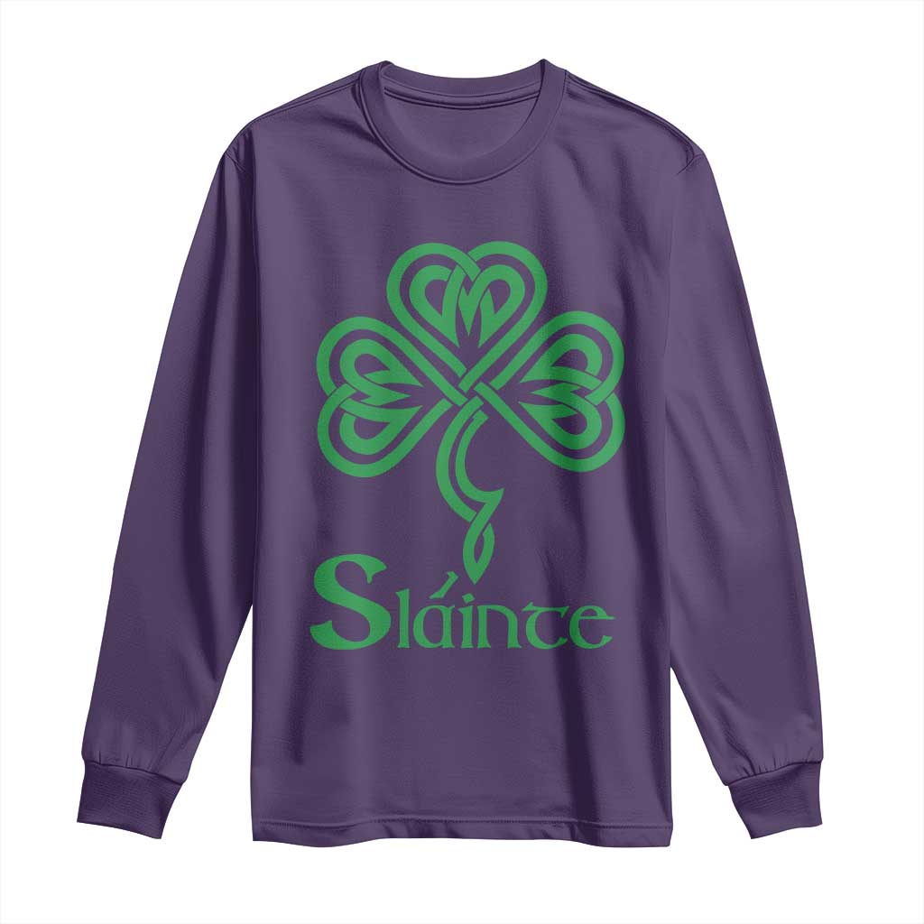 Funny Irish Beer Drinking St Patrick's Day Slainte Long Sleeve Shirt Celtic Shamrock
