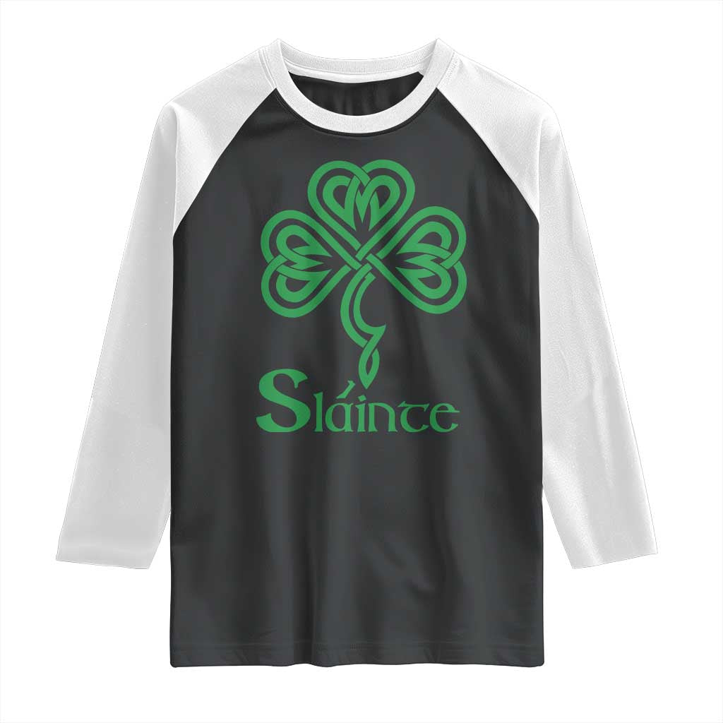 Funny Irish Beer Drinking St Patrick's Day Slainte Raglan Shirt Celtic Shamrock