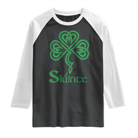 Funny Irish Beer Drinking St Patrick's Day Slainte Raglan Shirt Celtic Shamrock
