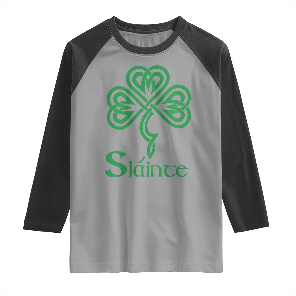 Funny Irish Beer Drinking St Patrick's Day Slainte Raglan Shirt Celtic Shamrock