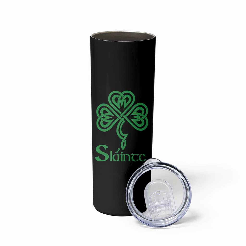 Funny Irish Beer Drinking St Patrick's Day Slainte Skinny Tumbler Celtic Shamrock - Wonder Print Shop