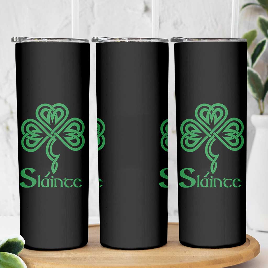 Funny Irish Beer Drinking St Patrick's Day Slainte Skinny Tumbler Celtic Shamrock - Wonder Print Shop