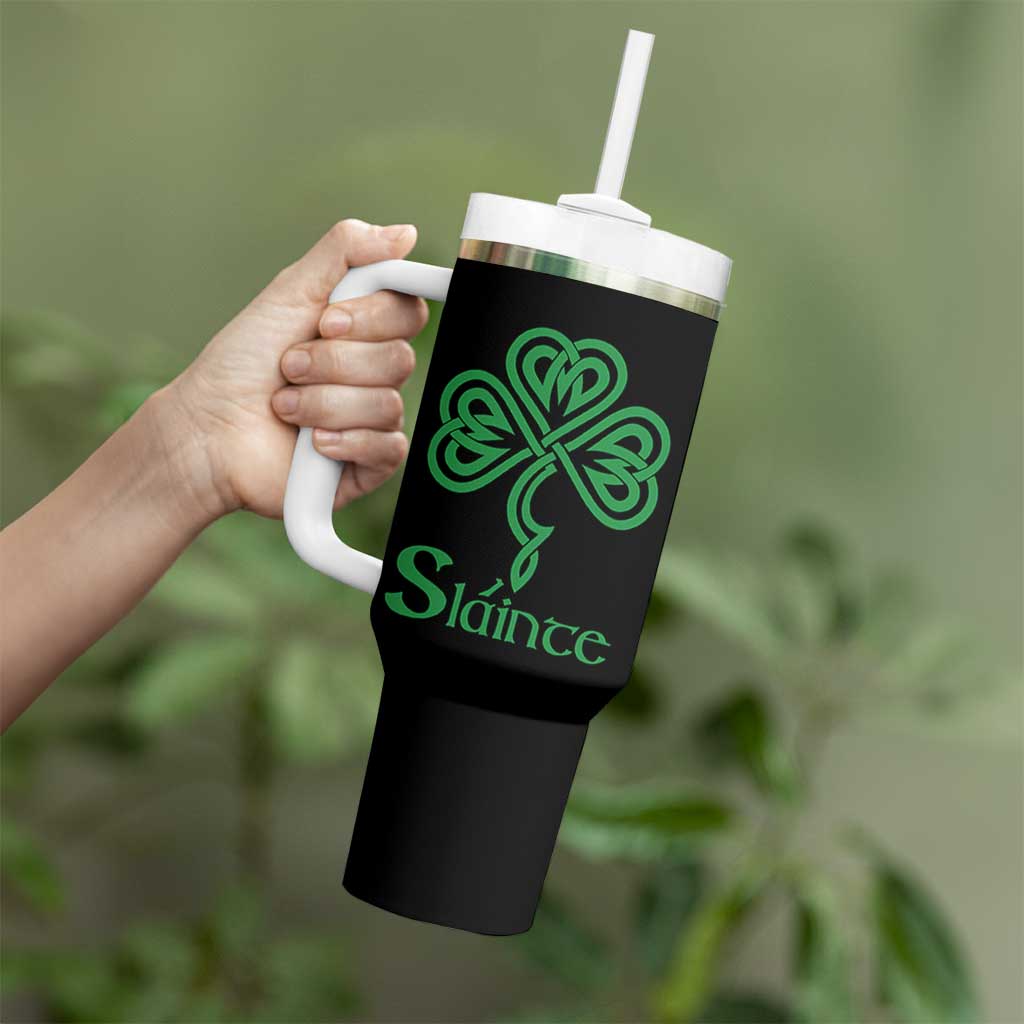 Funny Irish Beer Drinking St Patrick's Day Slainte Tumbler With Handle Celtic Shamrock - Wonder Print Shop