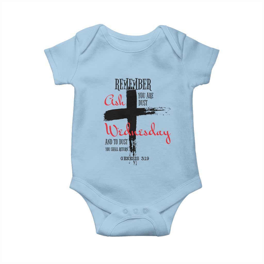 Ash Wednesday Baby Onesie Remember You are Dust And To Dust You Shall Return Genesis 3:19