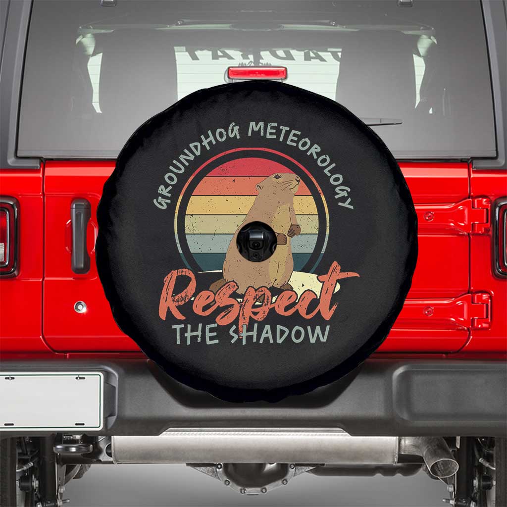 Funny Groundhog Day Spare Tire Cover Groundhog Meteorology Respect The Shadow Vintage Retro - Wonder Print Shop