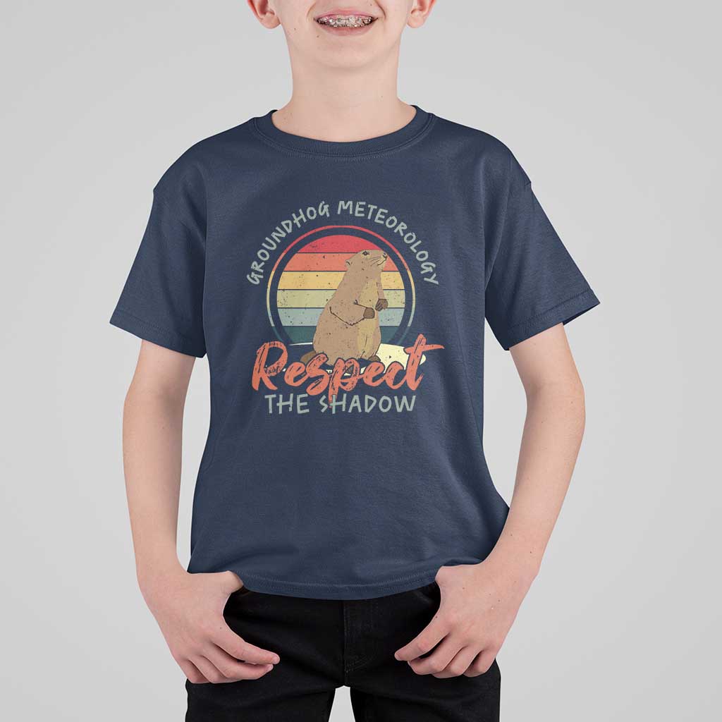 Funny Groundhog Day T Shirt For Kid Groundhog Meteorology Respect The Shadow Vintage Retro - Wonder Print Shop