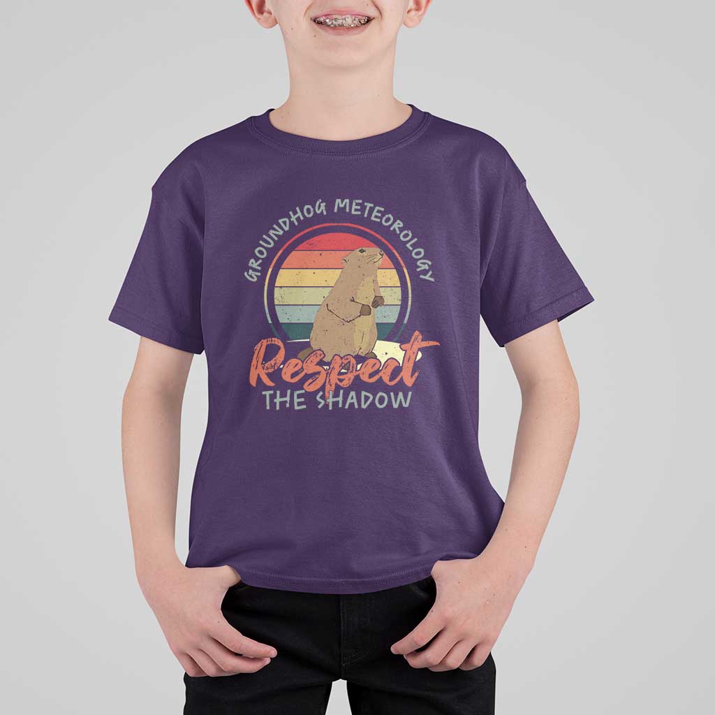 Funny Groundhog Day T Shirt For Kid Groundhog Meteorology Respect The Shadow Vintage Retro - Wonder Print Shop