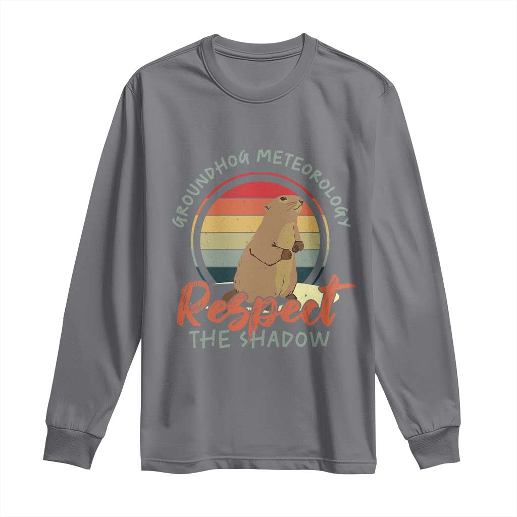 Funny Groundhog Day Long Sleeve Shirt Groundhog Meteorology Respect The Shadow Vintage Retro - Wonder Print Shop