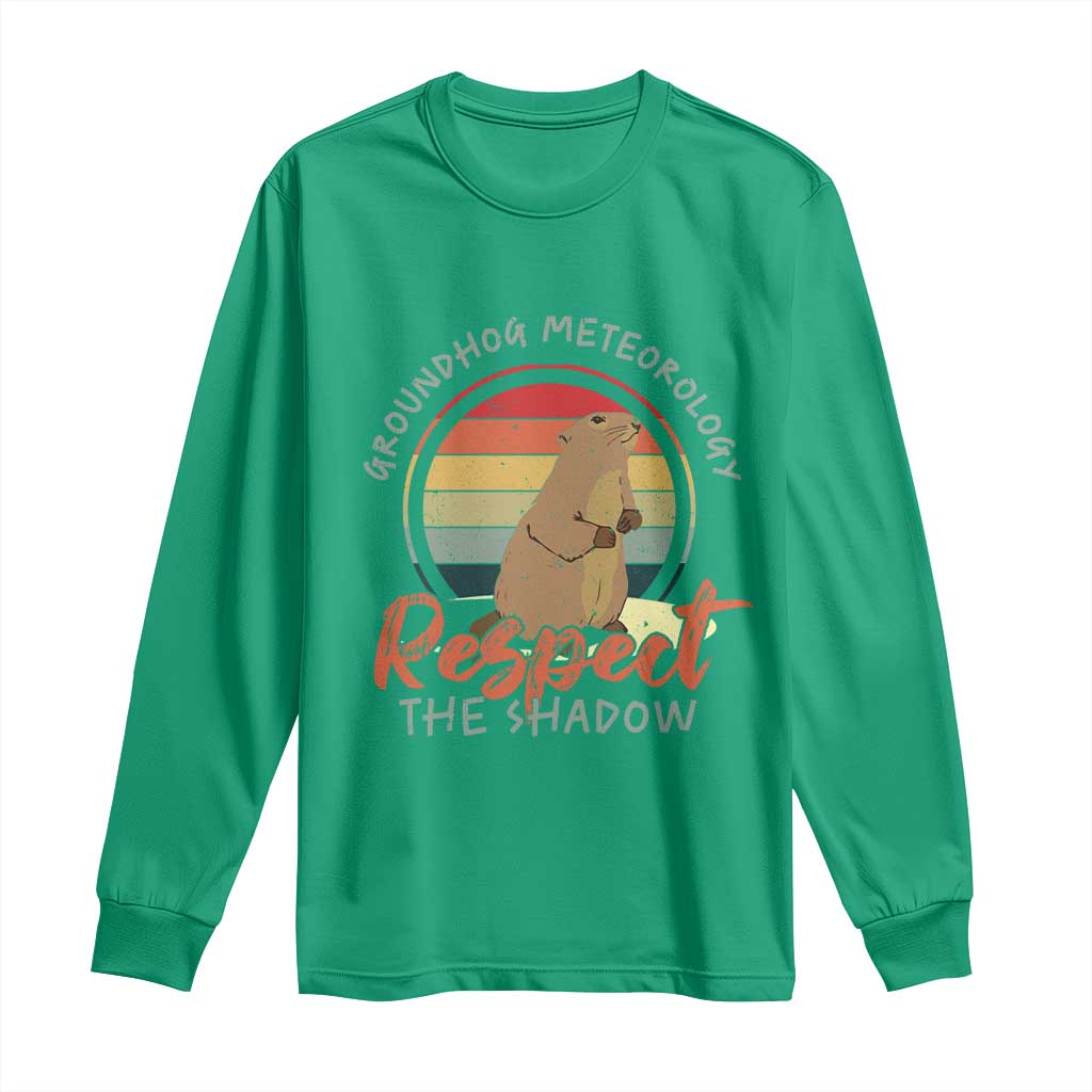 Funny Groundhog Day Long Sleeve Shirt Groundhog Meteorology Respect The Shadow Vintage Retro - Wonder Print Shop