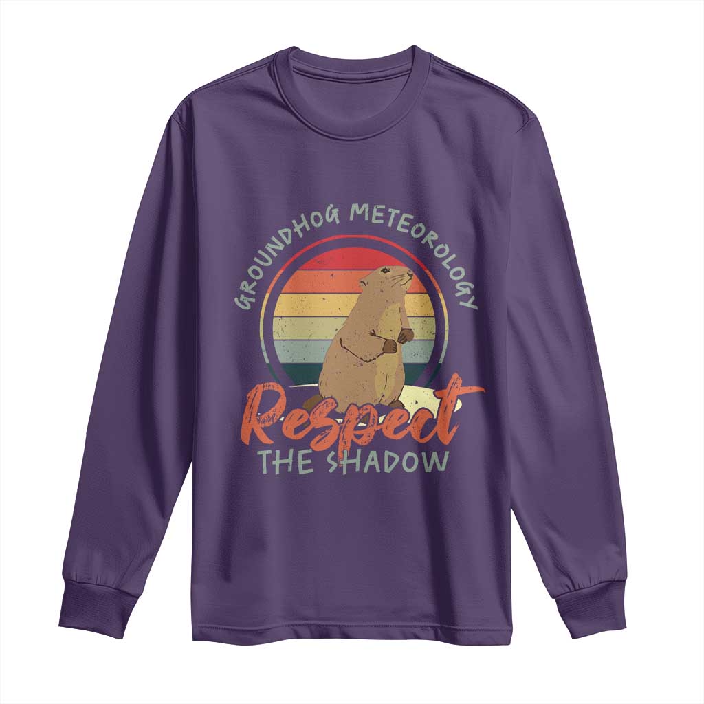 Funny Groundhog Day Long Sleeve Shirt Groundhog Meteorology Respect The Shadow Vintage Retro - Wonder Print Shop