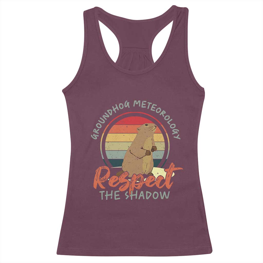 Funny Groundhog Day Racerback Tank Top Groundhog Meteorology Respect The Shadow Vintage Retro - Wonder Print Shop