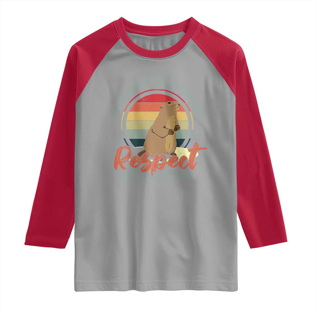 Funny Groundhog Day Raglan Shirt Groundhog Meteorology Respect The Shadow Vintage Retro - Wonder Print Shop