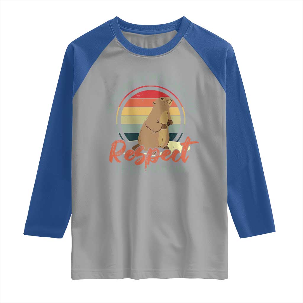 Funny Groundhog Day Raglan Shirt Groundhog Meteorology Respect The Shadow Vintage Retro - Wonder Print Shop