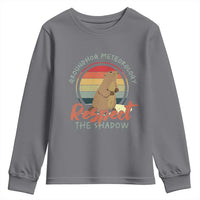 Funny Groundhog Day Youth Sweatshirt Groundhog Meteorology Respect The Shadow Vintage Retro - Wonder Print Shop