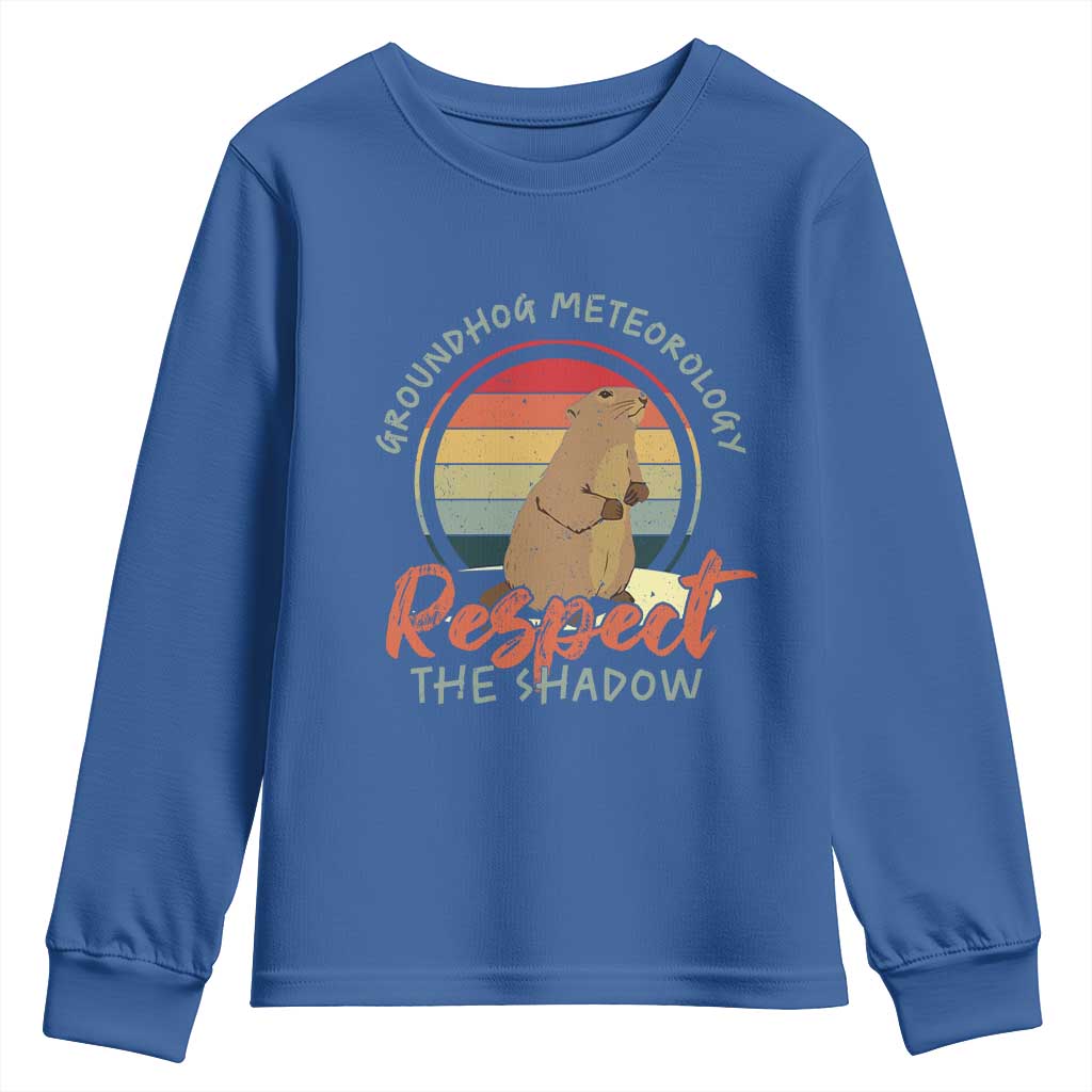Funny Groundhog Day Youth Sweatshirt Groundhog Meteorology Respect The Shadow Vintage Retro - Wonder Print Shop