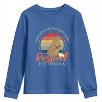 Funny Groundhog Day Youth Sweatshirt Groundhog Meteorology Respect The Shadow Vintage Retro - Wonder Print Shop