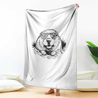 Funny Groundhog Face Woodchuck Sunglassess Throw Blanket - Wonder Print Shop