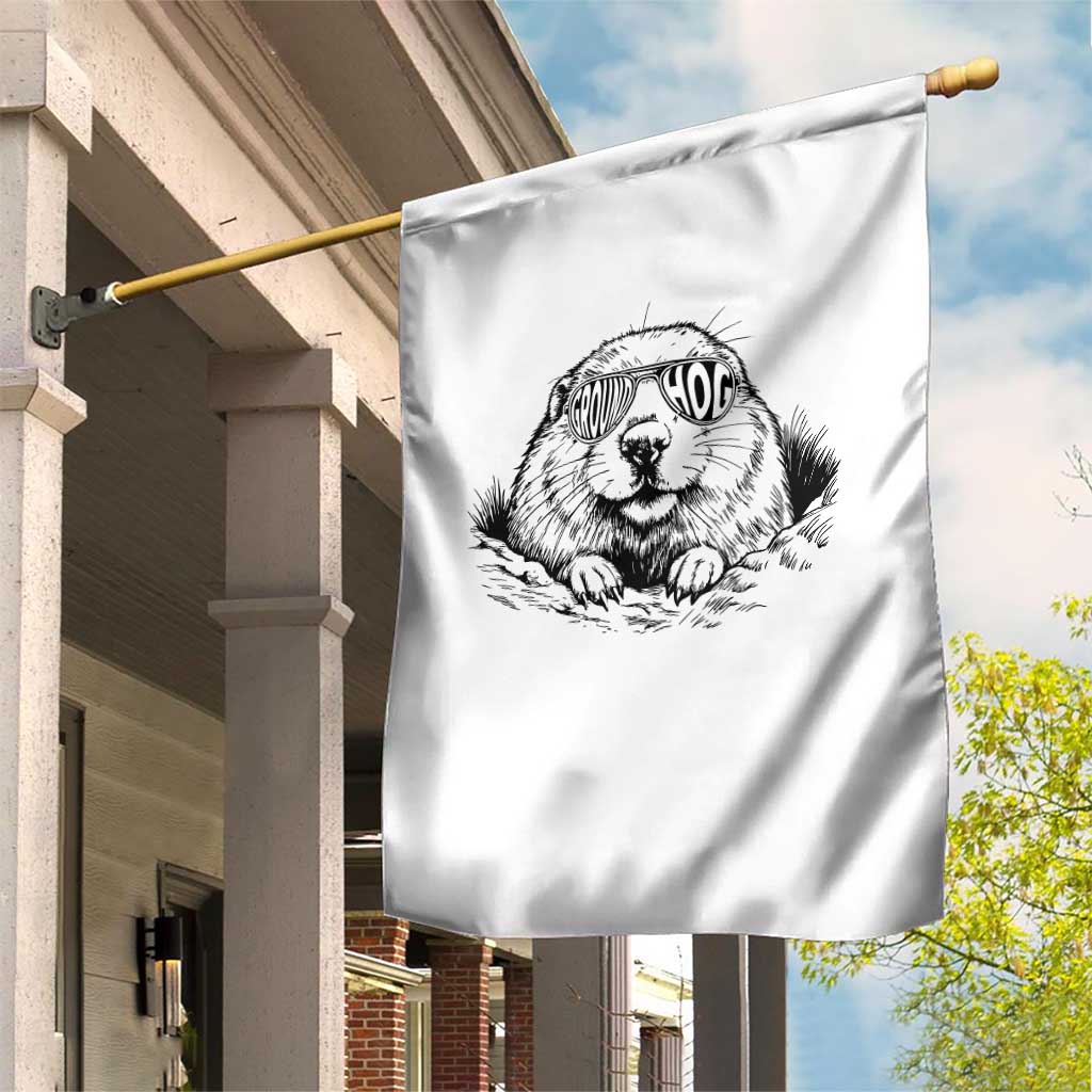 Funny Groundhog Face Woodchuck Sunglassess Garden Flag - Wonder Print Shop