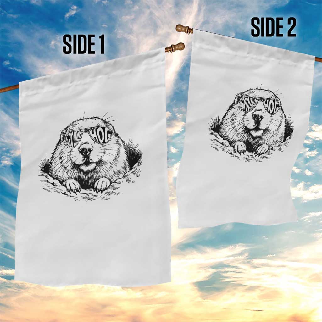 Funny Groundhog Face Woodchuck Sunglassess Garden Flag - Wonder Print Shop