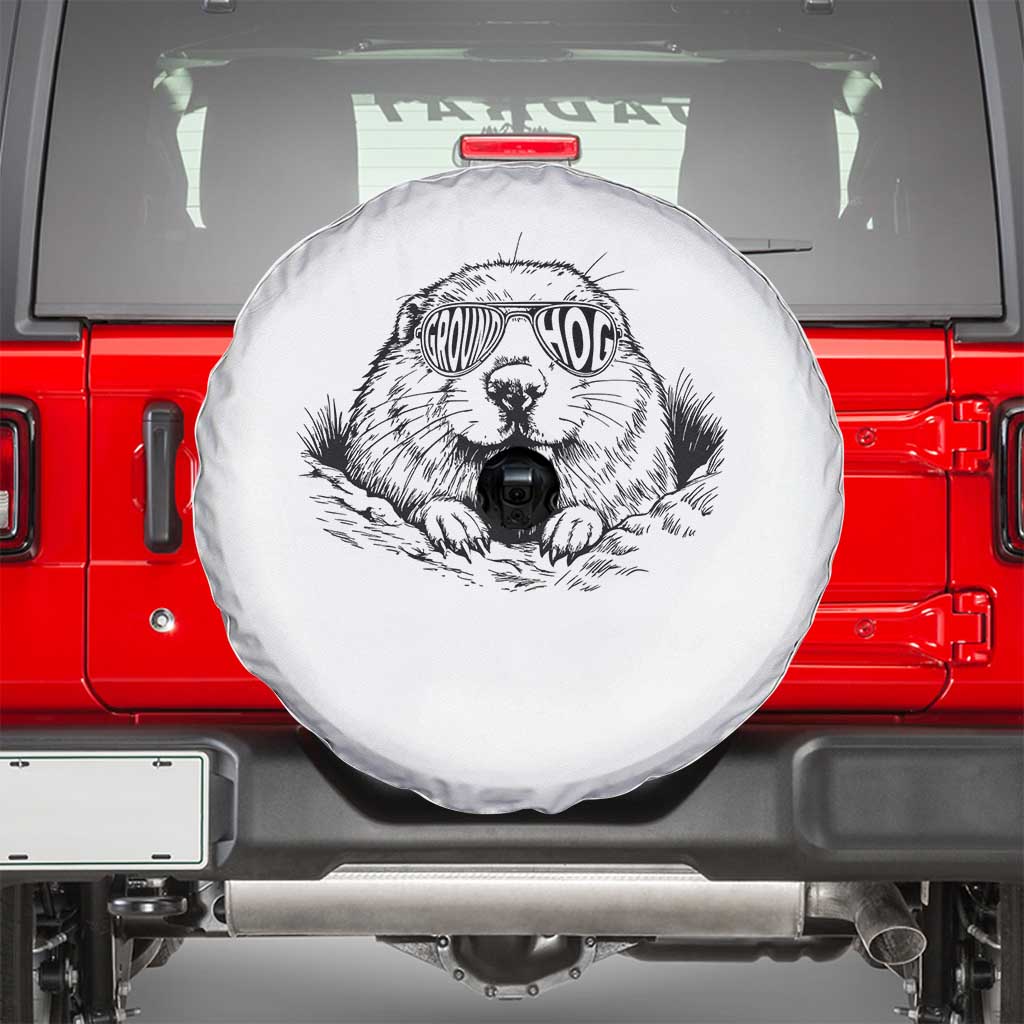Funny Groundhog Face Woodchuck Sunglassess Spare Tire Cover - Wonder Print Shop
