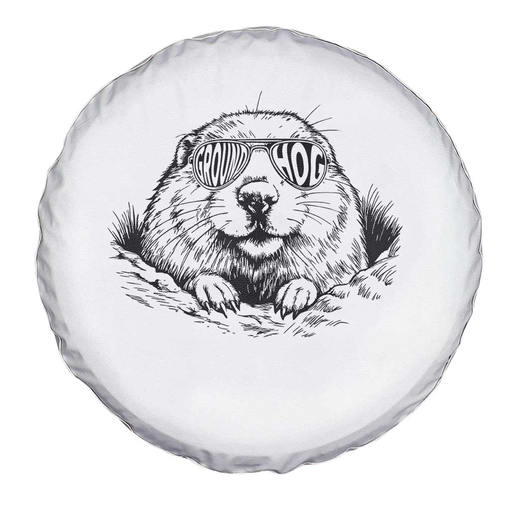 Funny Groundhog Face Woodchuck Sunglassess Spare Tire Cover - Wonder Print Shop