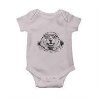 Funny Groundhog Face Woodchuck Sunglassess Baby Onesie - Wonder Print Shop