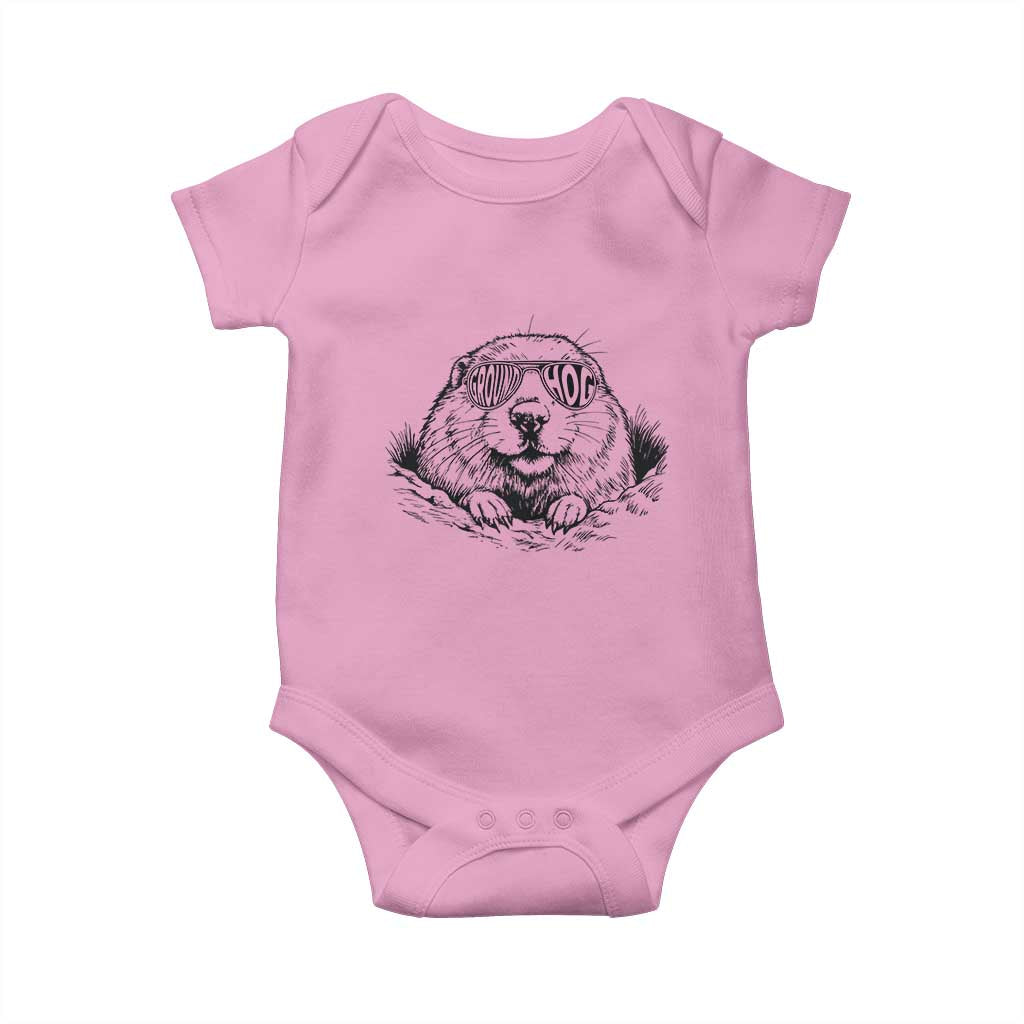 Funny Groundhog Face Woodchuck Sunglassess Baby Onesie - Wonder Print Shop