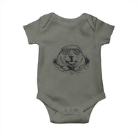 Funny Groundhog Face Woodchuck Sunglassess Baby Onesie - Wonder Print Shop
