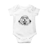 Funny Groundhog Face Woodchuck Sunglassess Baby Onesie - Wonder Print Shop