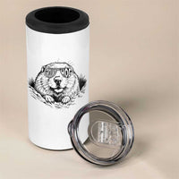 Funny Groundhog Face Woodchuck Sunglassess 4 in 1 Can Cooler Tumbler - Wonder Print Shop