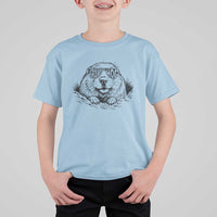 Funny Groundhog Face Woodchuck Sunglassess T Shirt For Kid - Wonder Print Shop