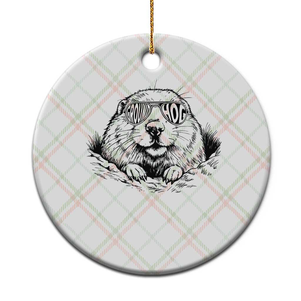 Funny Groundhog Face Woodchuck Sunglassess Ceramic Ornament - Wonder Print Shop