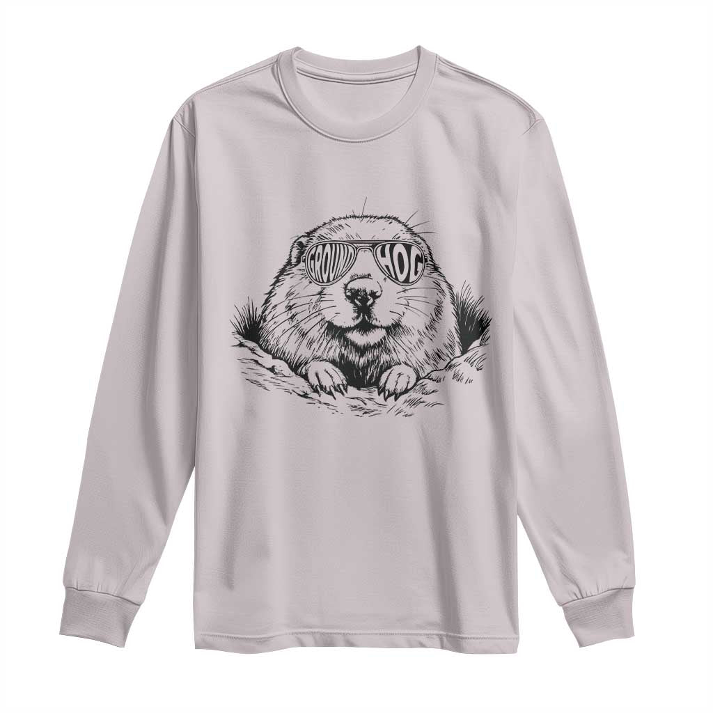 Funny Groundhog Face Woodchuck Sunglassess Long Sleeve Shirt - Wonder Print Shop