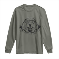 Funny Groundhog Face Woodchuck Sunglassess Long Sleeve Shirt - Wonder Print Shop