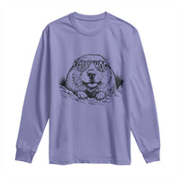Funny Groundhog Face Woodchuck Sunglassess Long Sleeve Shirt - Wonder Print Shop