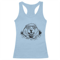 Funny Groundhog Face Woodchuck Sunglassess Racerback Tank Top - Wonder Print Shop