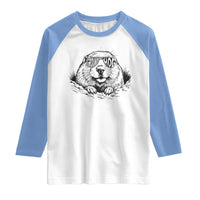 Funny Groundhog Face Woodchuck Sunglassess Raglan Shirt - Wonder Print Shop
