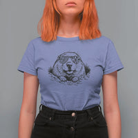 Funny Groundhog Face Woodchuck Sunglassess T Shirt For Women - Wonder Print Shop