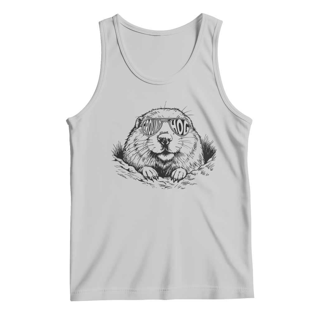 Funny Groundhog Face Woodchuck Sunglassess Tank Top - Wonder Print Shop