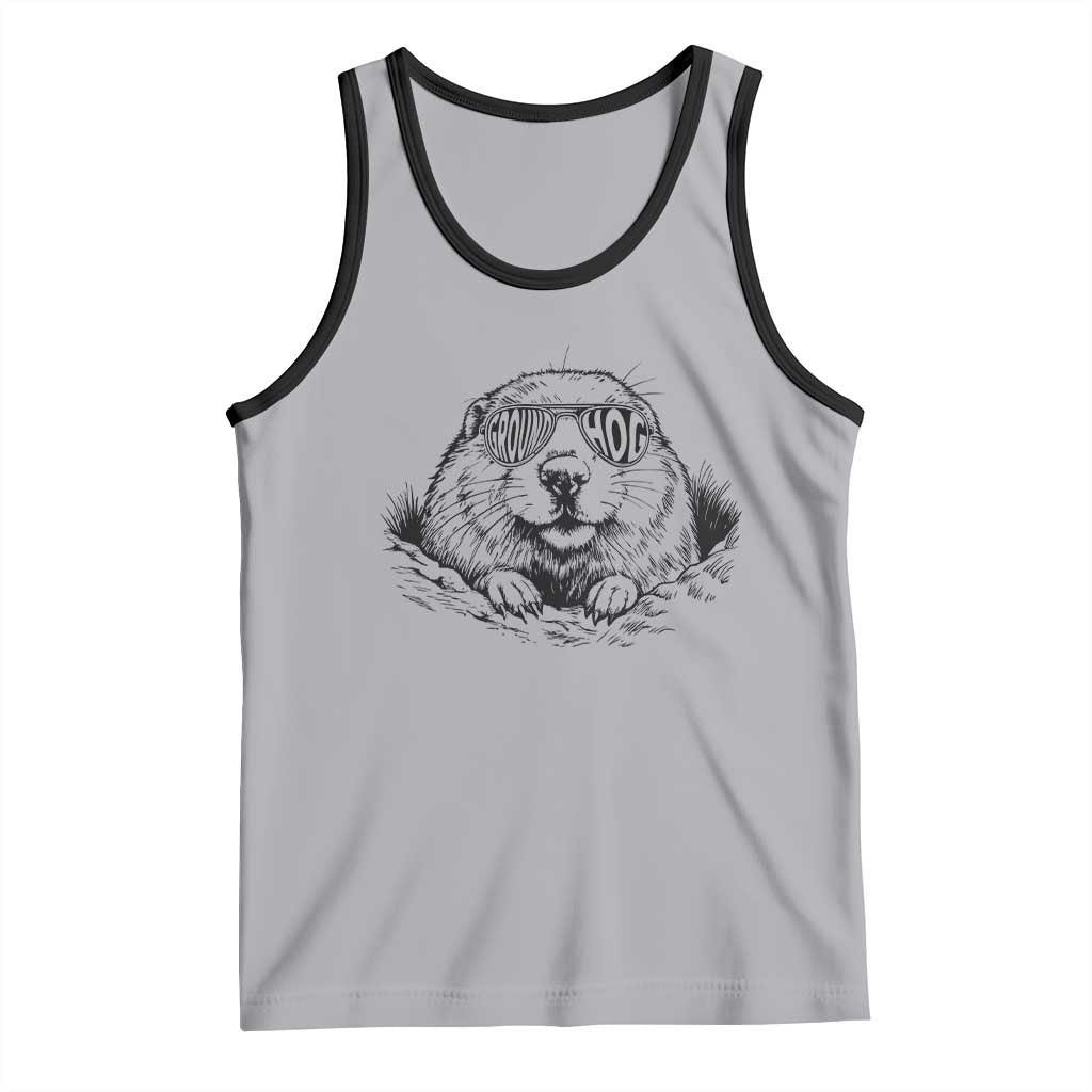 Funny Groundhog Face Woodchuck Sunglassess Tank Top - Wonder Print Shop