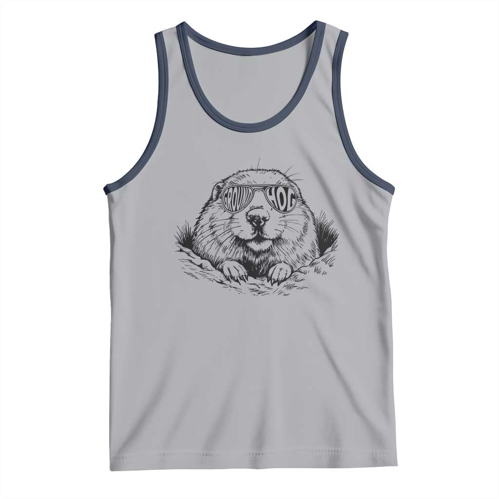Funny Groundhog Face Woodchuck Sunglassess Tank Top - Wonder Print Shop