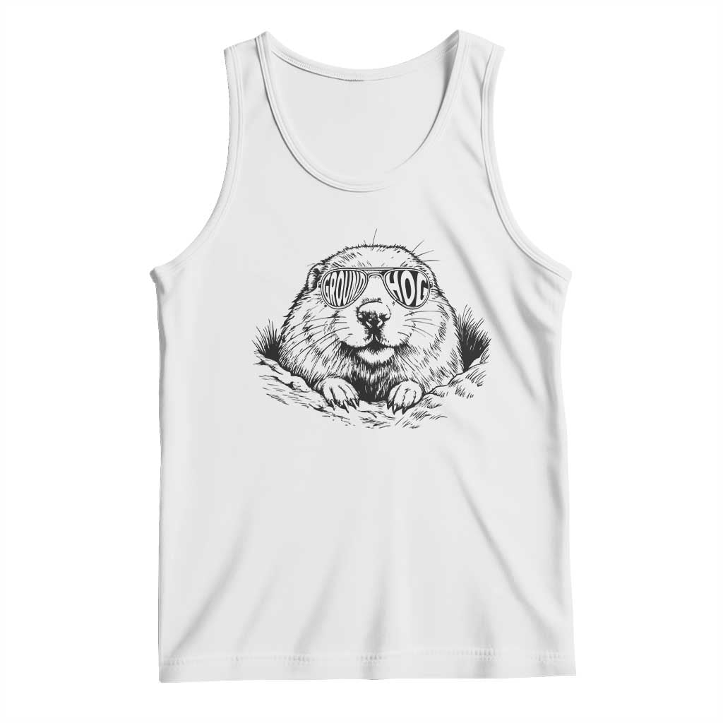 Funny Groundhog Face Woodchuck Sunglassess Tank Top - Wonder Print Shop