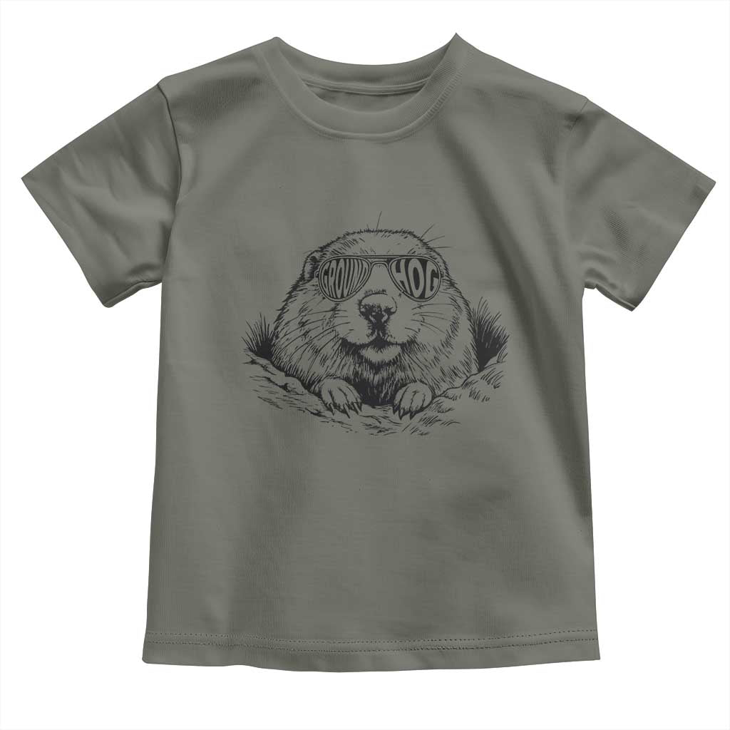 Funny Groundhog Face Woodchuck Sunglassess Toddler T Shirt - Wonder Print Shop