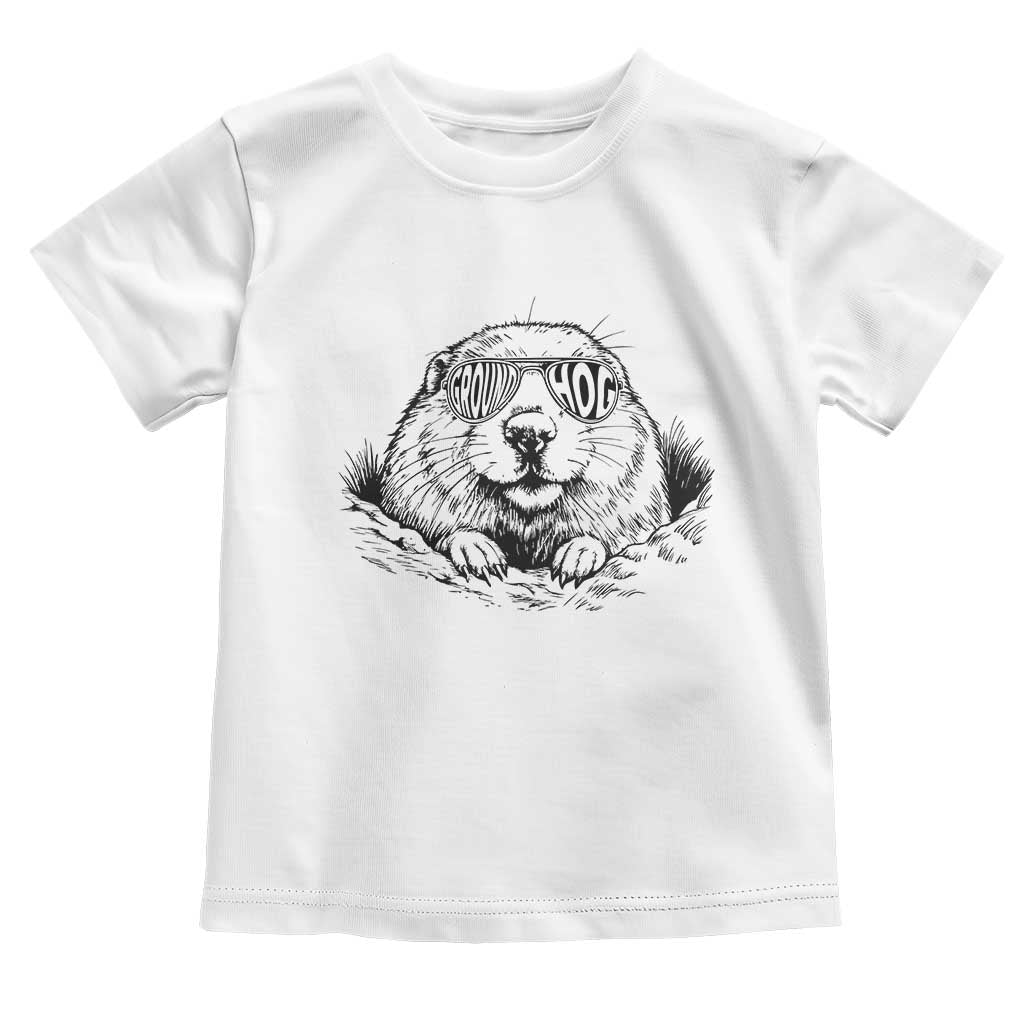 Funny Groundhog Face Woodchuck Sunglassess Toddler T Shirt - Wonder Print Shop