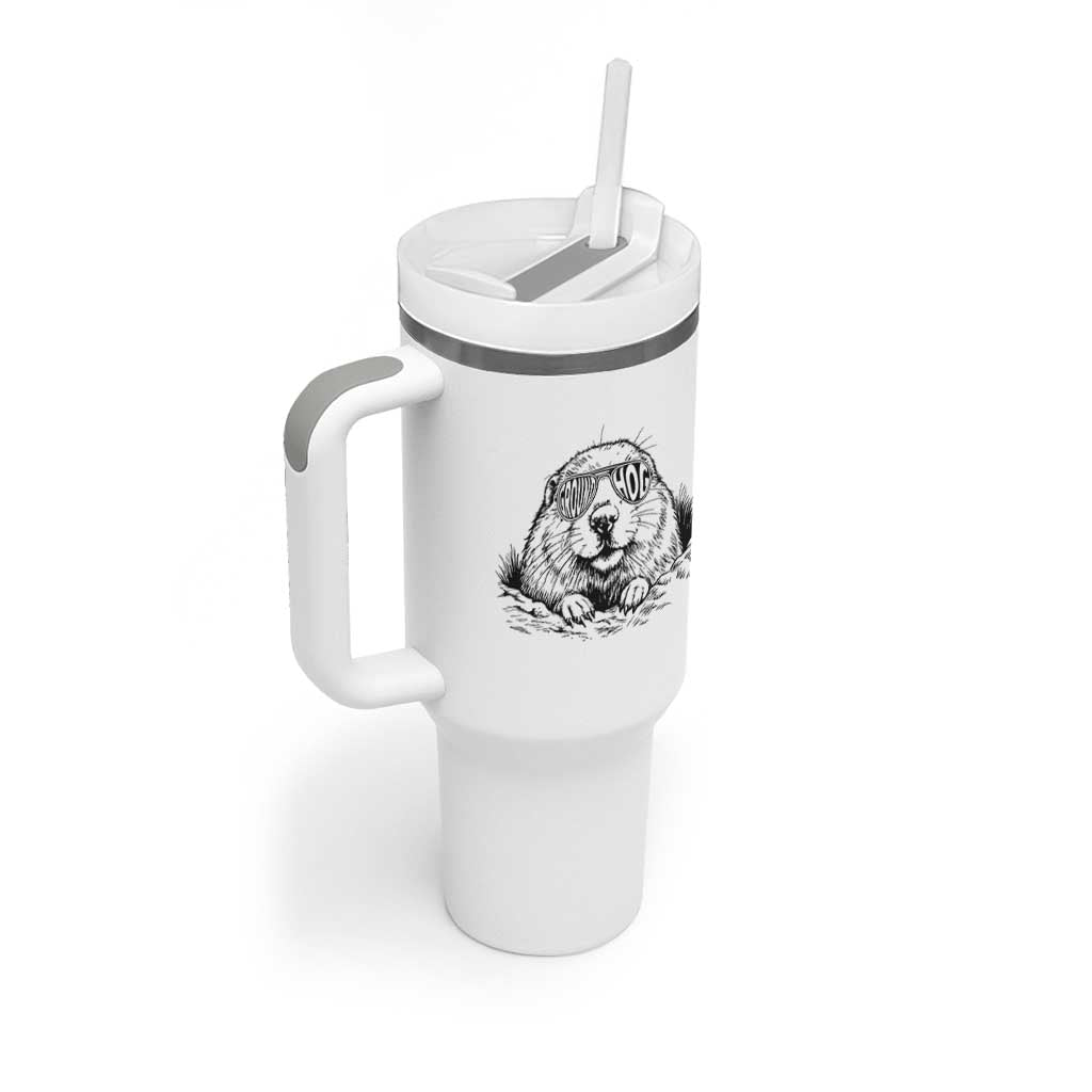Funny Groundhog Face Woodchuck Sunglassess Tumbler With Handle - Wonder Print Shop